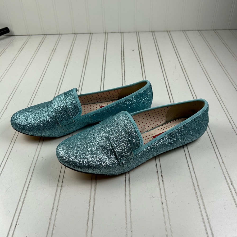 But Another Innocent Tale Aqua Blue Glitter Slip-On Loafers Womenโs Size 9 - Picture 6 of 10